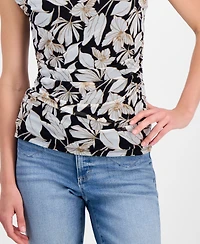 I.n.c. International Concepts Women's Printed Mesh Sleeveless Top