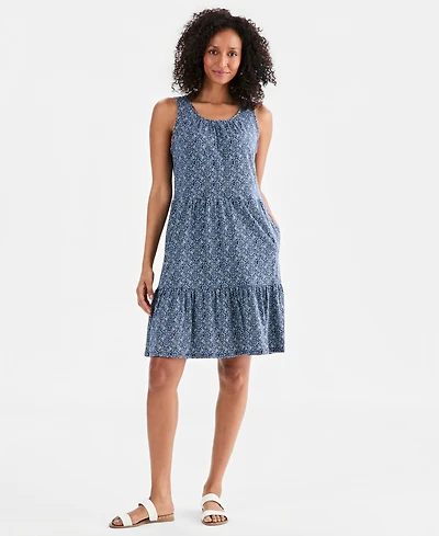 Style & Co Women's Printed Sleeveless Tiered Dress, Macy's Exclusive