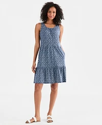 Style & Co Women's Printed Sleeveless Tiered Dress, Macy's Exclusive