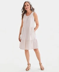 Style Co Womens Printed Sleeveless Tiered Dress Macys Exclusive