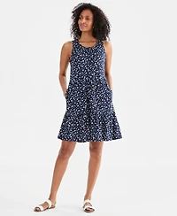 Style & Co Women's Printed Sleeveless Tiered Dress, Macy's Exclusive