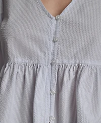 Dkny Jeans Petite Puff-Sleeve V-Neck Top