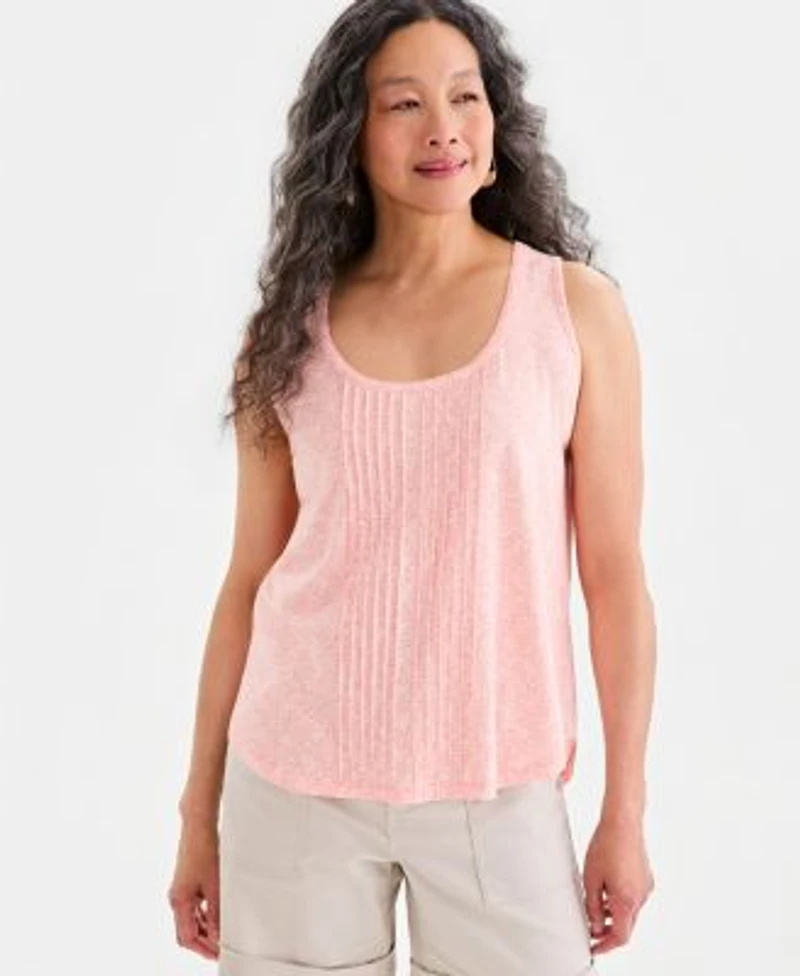 Style Co Womens Printed Pintuck Tank Top Macys Exclusive