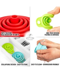 Zulay Kitchen Silicone Space Saving Collapsible Funnel Set With Narrow Mouth