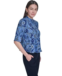Tommy Hilfiger Women's Floral Print Elbow-Sleeve Blouse