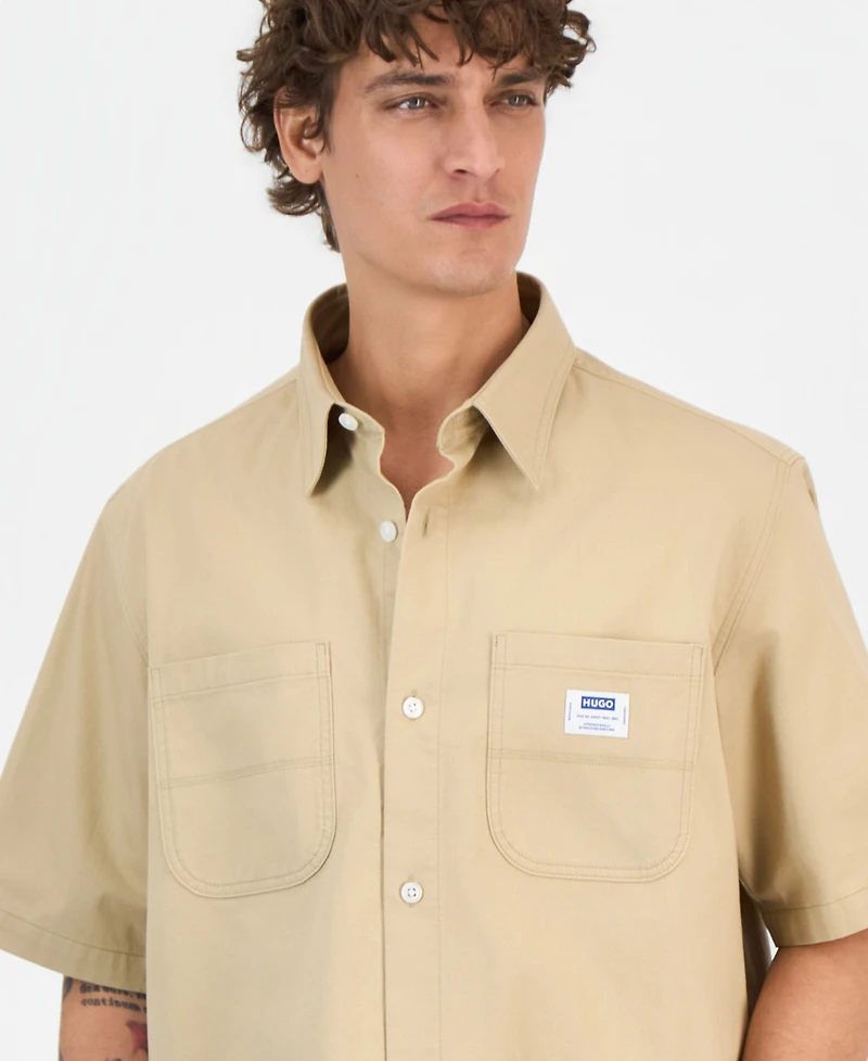 Hugo Boss Men's Ebwin Cotton Double-Pocket Shirt-Sleeve Shirt