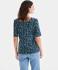Style & co Women's Printed Scalloped Square-Neck Top, Macy's Exclusive