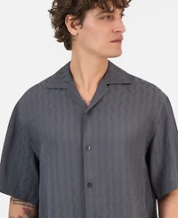 Hugo Boss Men's Espino Tonal-Print Short-Sleeve Button Shirt