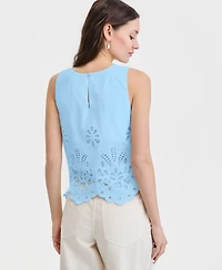 On 34th Women's Cotton Sleeveless Eyelet Tank Top, Macy's Exclusive