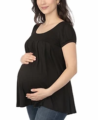 White Mark Women's Maternity Short-Sleeve Empire-Waist Tunic Top