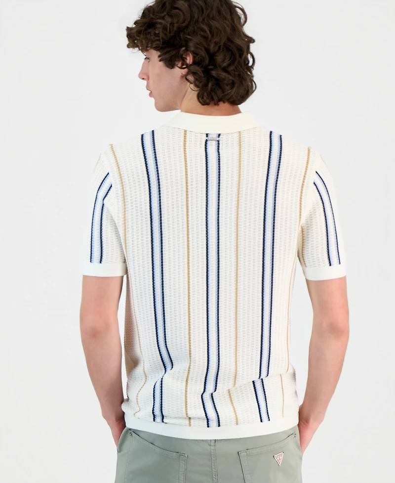 Guess Men's Intarsia Striped Short-Sleeve Polo Shirt