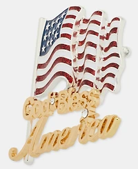 Anne Klein Boxed Two-Tone Crystal America Flag Pin