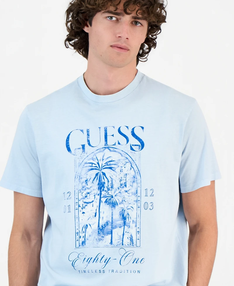 Guess Men's Coastal City Cotton Graphic Crewneck T-Shirt