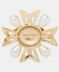 Anne Klein Boxed Gold-Tone Imitation Pearl Eagle Crystal Cross Pin