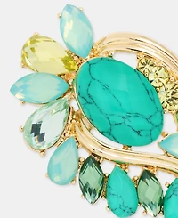 Anne Klein Boxed Gold-Tone Green Stone Cluster Pin