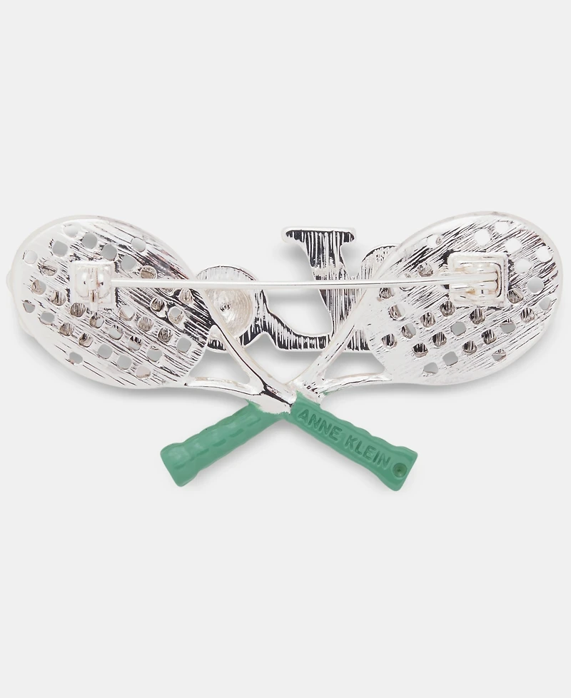 Anne Klein Boxed Silver-Tone Dynamic Tennis Racket Pin