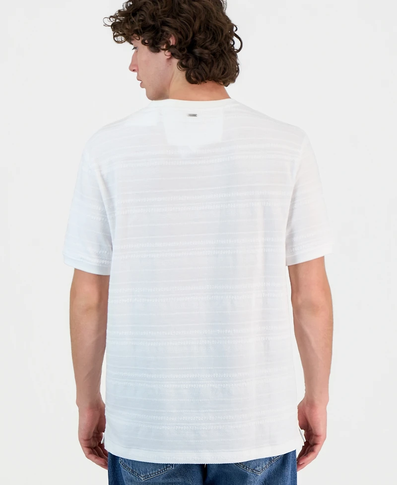 Guess Men's Cotton-Blend Textured Knit Crewneck Top