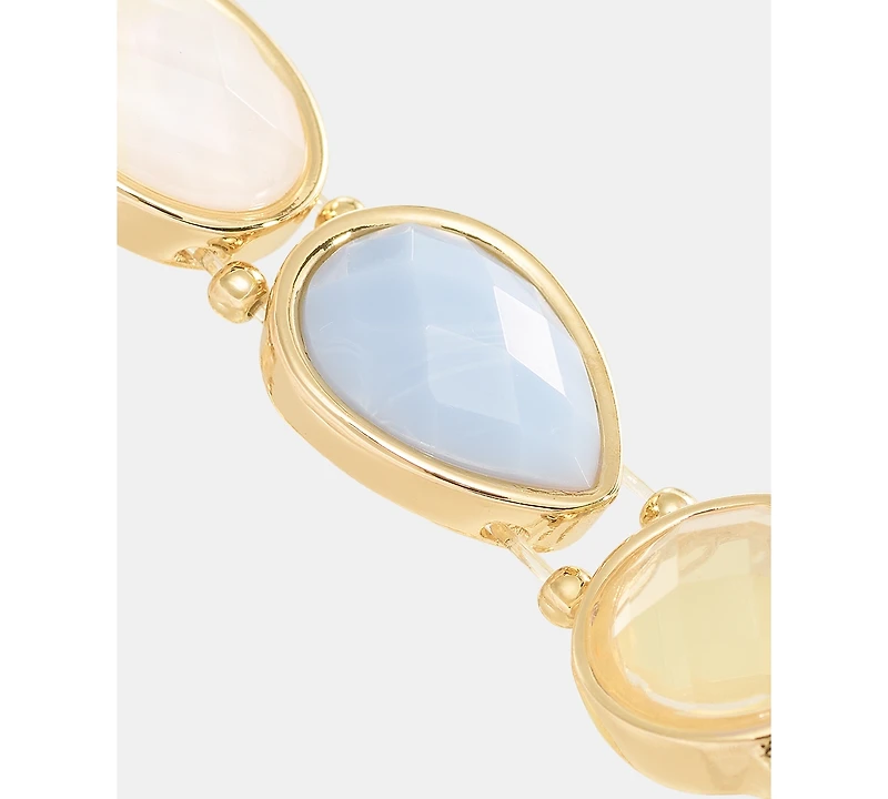 Anne Klein Gold-Tone Knot Charm Stone Stretch Bracelet