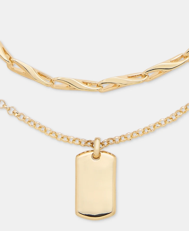 Anne Klein Gold-Tone 2-in-1 Dogtag Pendant Necklace