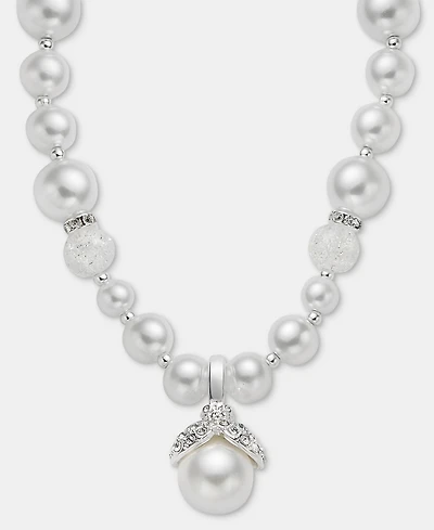 Anne Klein Silver-Tone Removable Glass Pearl Pendant Necklace