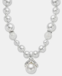 Anne Klein Silver-Tone Removable Glass Pearl Pendant Necklace