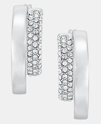 Dkny Metal-Tone Crystal Pave Double Hoop Earrings