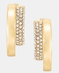 Dkny Metal-Tone Crystal Pave Double Hoop Earrings