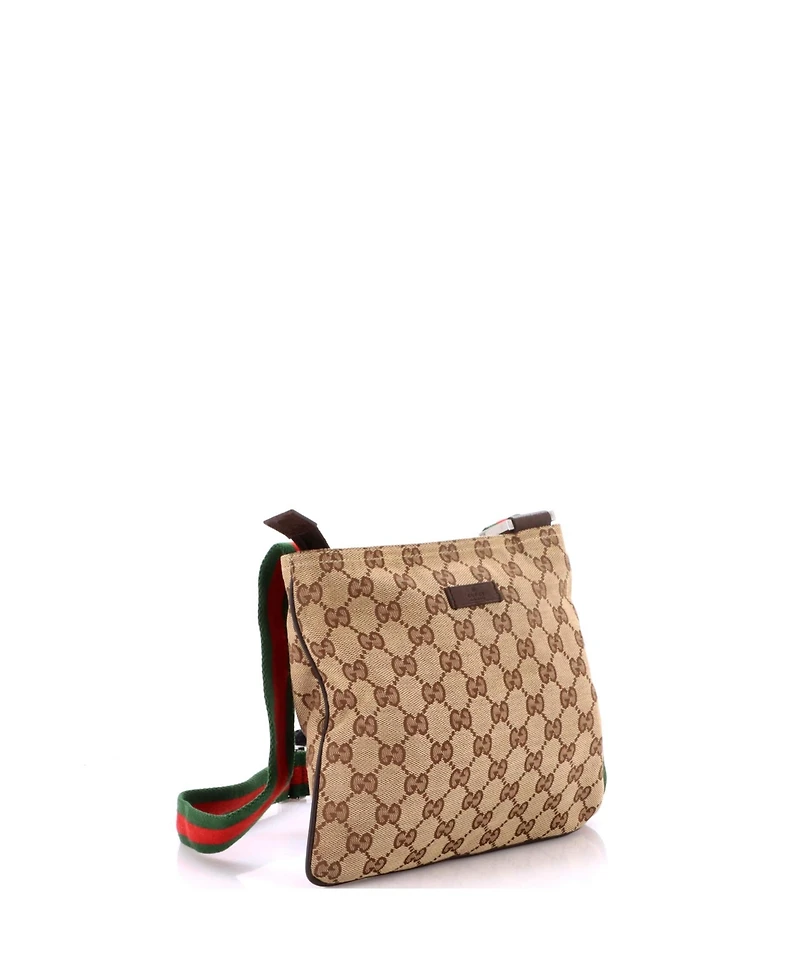 Pre-Owned Gucci Small Web Strap Zip Messenger Bag Gg Canvas