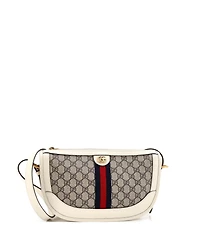 Pre-Owned Gucci Large Ophidia Curved Zip Shoulder Bag Gg Coated Canvas with Leather