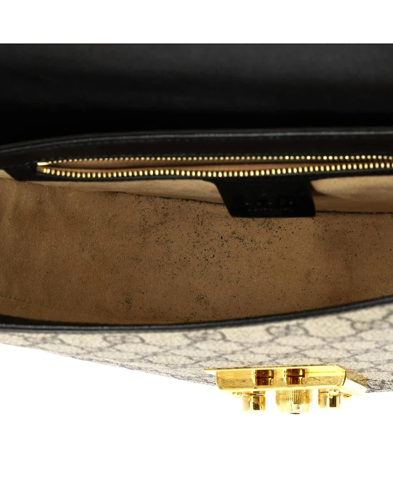 Pre-Owned Gucci Medium Padlock Saddle Shoulder Bag Gg Coated Canvas and Leather