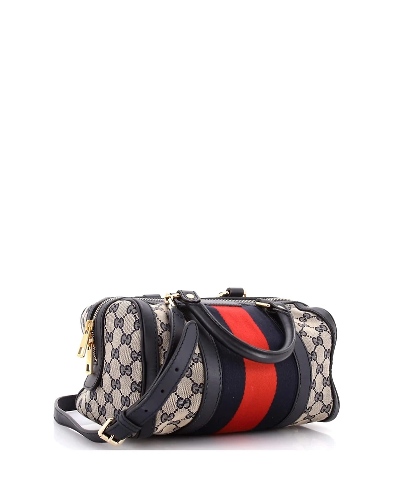 Pre-Owned Gucci Small Vintage Web Boston Bag Gg Canvas
