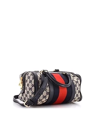 Pre-Owned Gucci Small Vintage Web Boston Bag Gg Canvas