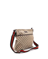 Pre-Owned Gucci Medium Front Pocket Web Messenger Gg Canvas