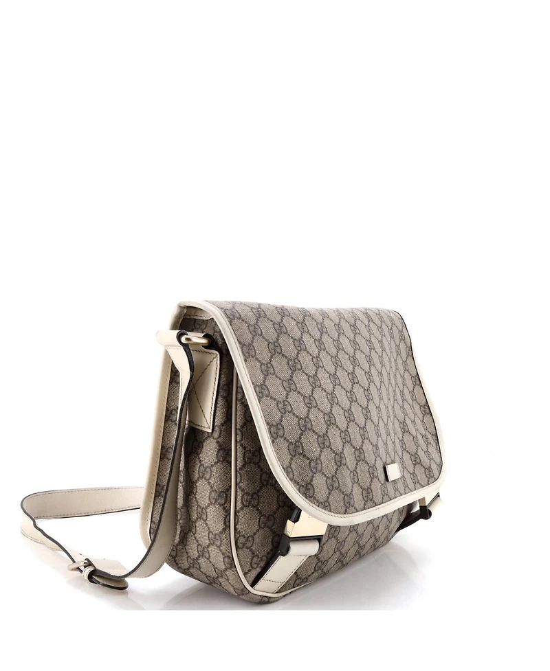Pre-Owned Gucci Medium Double Buckle Messenger Bag Gg Coated Canvas