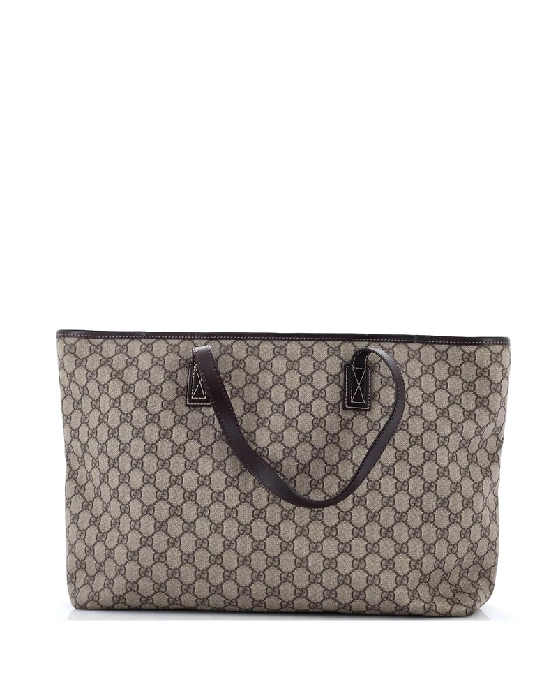 Pre-Owned Gucci Large Plus Tote Gg Coated Canvas with Leather