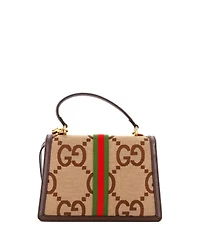 Pre-Owned Gucci Small Ophidia Flap Top Handle Bag Jumbo Gg Canvas