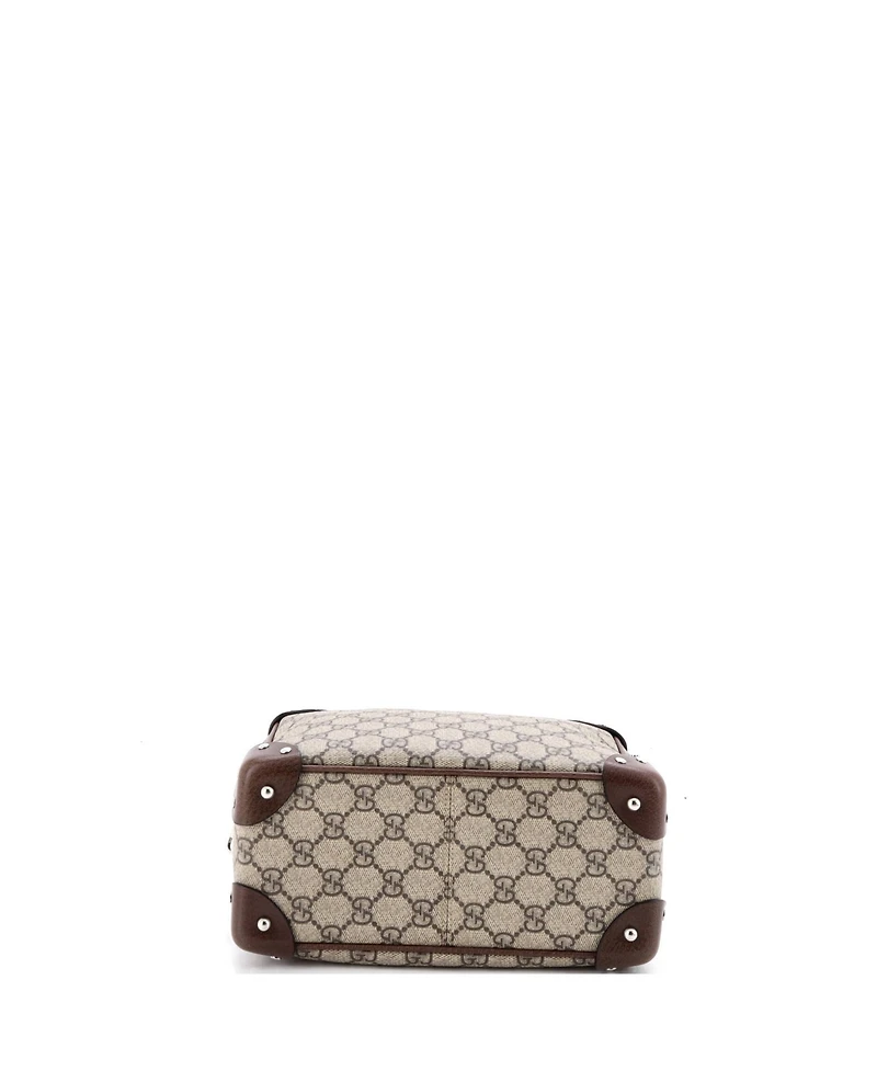 Pre-Owned Gucci Trunk Shoulder Bag Gg Coated Canvas with Studded Leather