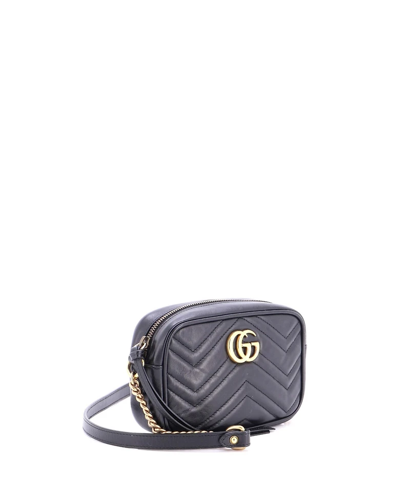Pre-Owned Gucci Mini Gg Marmont Shoulder Bag Matelasse Leather