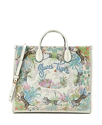 Pre-Owned Gucci Medium Gucci Tiger Convertible Open Tote Printed Leather