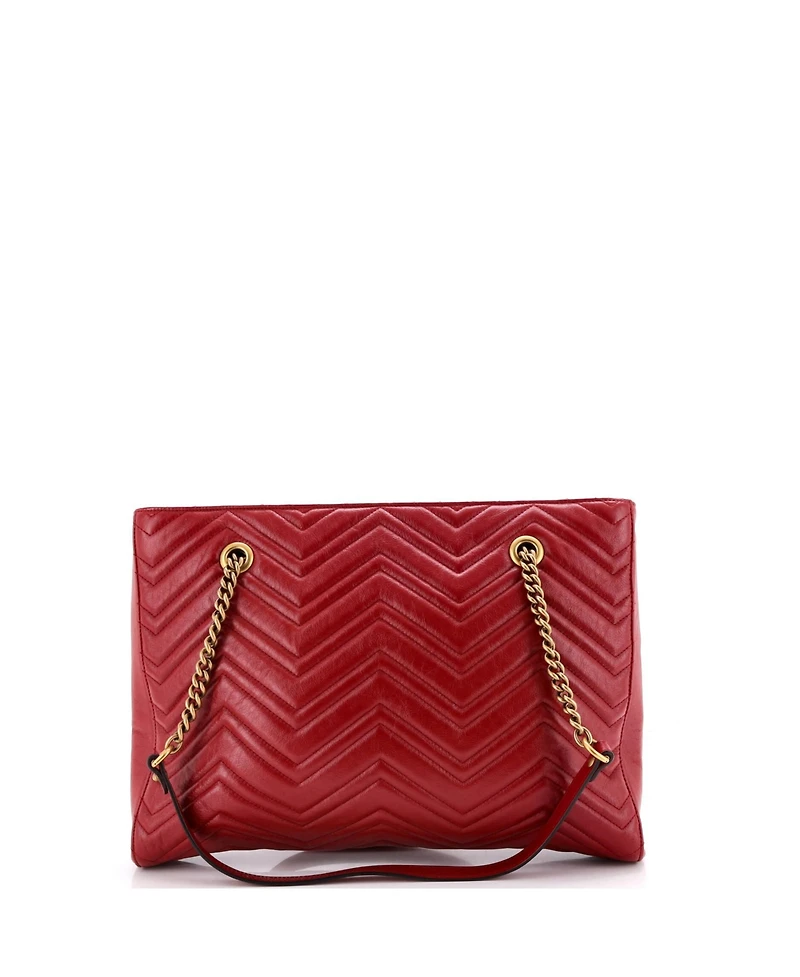 Pre-Owned Gucci Medium Gg Marmont Zip Tote Matelasse Leather