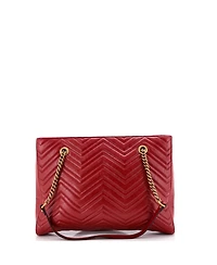 Pre-Owned Gucci Medium Gg Marmont Zip Tote Matelasse Leather