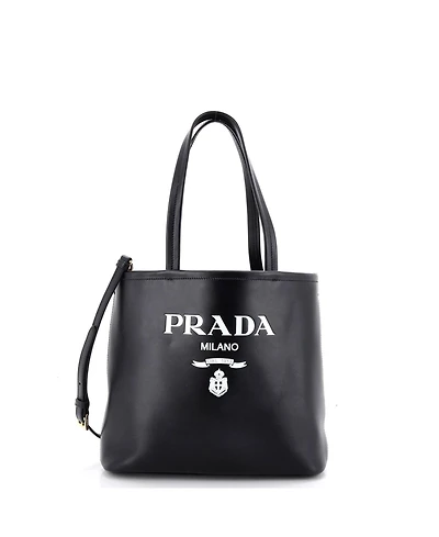 Pre-Owned Prada Small Logo Convertible Open Tote Leather