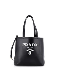 Pre-Owned Prada Small Logo Convertible Open Tote Leather