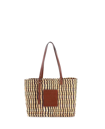 Pre-Owned Loewe Small Paula's Ibiza Square Basket Tote Woven Reed with Leather
