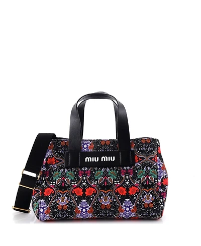 Pre-Owned Miu Miu Mini Logo Convertible Canapa Tote Printed Canvas