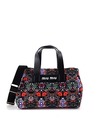 Pre-Owned Miu Miu Mini Logo Convertible Canapa Tote Printed Canvas