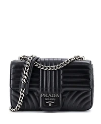 Pre-Owned Prada Medium Chain Flap Shoulder Bag Diagramme Quilted Leather
