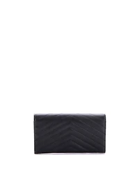Pre-Owned Saint Laurent Large Classic Monogram Flap Wallet Matelasse Chevron Leather