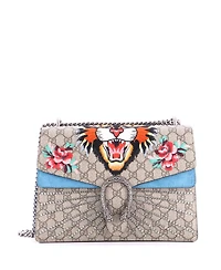 Pre-Owned Gucci Medium Dionysus Bag Embellished Gg Coated Canvas