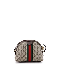 Pre-Owned Gucci Small Ophidia Dome Shoulder Bag Gg Coated Canvas